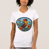 カラフルなオウム嘴の鳥 Tシャツ (正面)