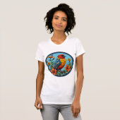 カラフルなオウム嘴の鳥 Tシャツ (正面フル)