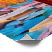 カラフルなオオカミの抽象絵 キャビンアート ポスター (角)