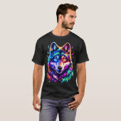 カラフルなオオカミの芸術 Tシャツ (正面フル)