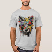カラフルなオオカミの頭部グラフィティアート Tシャツ (正面)