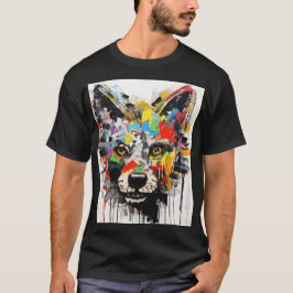 カラフルなオオカミの頭部 ポップアートのオオカミの肖像画 Tシャツ