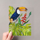 カラフルなオオハシの水彩画 熱帯の鳥 アクリル招待状 (インサイチュ (ポータブル))