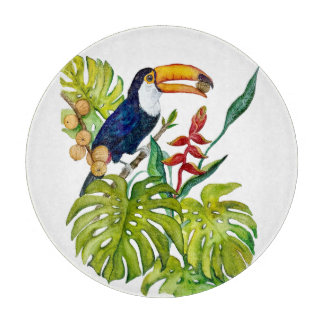 カラフルなオオハシの水彩画 熱帯の鳥 カッティングボード