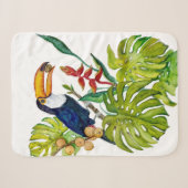 カラフルなオオハシの水彩画 熱帯の鳥 シェルパブランケット (正面(横))