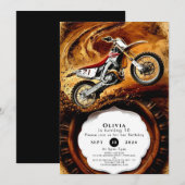 カラフルなオフロード子供用バイクの誕生日 招待状 (正面/裏面)