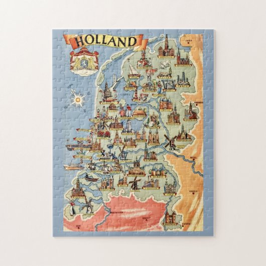 カラフルなオランダの地図 ジグソーパズル (縦)