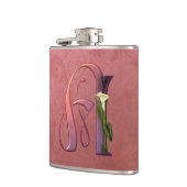 カラフルなオランダカイウのイニシャルA フラスク (左)