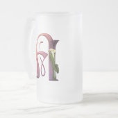 カラフルなオランダカイウのイニシャルA フロストグラスビールジョッキ (正面左)