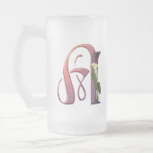 カラフルなオランダカイウのイニシャルA フロストグラスビールジョッキ (左)