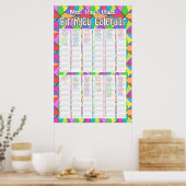 カラフルなオリジナル誕生日カレンダー12ヶ月 ポスター (キッチン)
