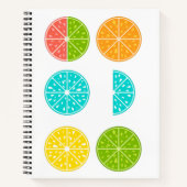 カラフルなオレンジのスケッチとライン入り ノートブック (正面)