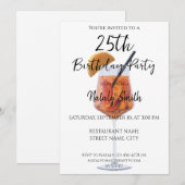 カラフルなオレンジ色のカクテルパーティーのお誘い 招待状 (正面/裏面)