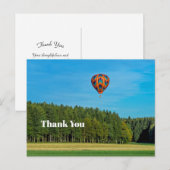 カラフルなオレンジ色の熱気球の写真ありがとう ポストカード (正面/裏面)