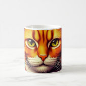 カラフルなオレンジ色の猫のマグカップ！ コーヒーマグカップ (中央)