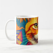 カラフルなオレンジ色の猫のマグカップ！ コーヒーマグカップ (左)