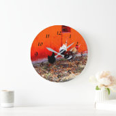 カラフルなオンドリおよび雌鶏 ラージ壁時計 (ホーム)
