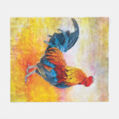 カラフルなオンドリのデジタル芸術の油絵 フリースブランケット (正面(横))