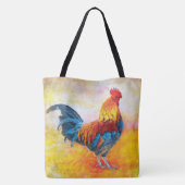 カラフルなオンドリのデジタル芸術の絵画 トートバッグ (裏面)