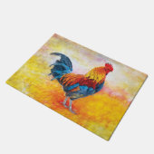 カラフルなオンドリのデジタル芸術の絵画 ドアマット (アングル)