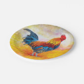 カラフルなオンドリのデジタル芸術の絵画 ペーパープレート (アングル)