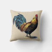 カラフルなオンドリの国の鶏のヴィンテージの写真 クッション (裏面)