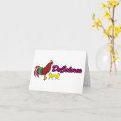 カラフルなオンドリ カード (黄色い花)