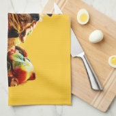 カラフルなオンドリ キッチンタオル (四つ折り)