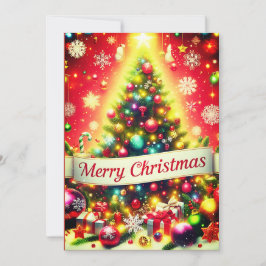 "カラフルなオーナメントが付いた楽しいクリスマスツリー" シーズンカード