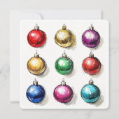 カラフルなオーナメントが特徴のカスタマイズ可能なクリスマスカード シーズンカード (正面)