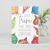 カラフルなオーナメントのクリスマスツリー飾り付けパーティー 招待状 (スタンド正面)