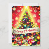 "カラフルなオーナメントの付いた楽しいクリスマスツリー" シーズンカード (正面)