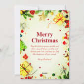 "カラフルなオーナメントの付いた楽しいクリスマスツリー" シーズンカード (裏面)