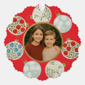 カラフルなオーナメント クリスマス フォト オーナメント カード (正面)