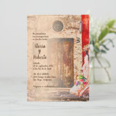 カラフルなオールドタウン、メキシコスタイルのウェディングスペイン 招待状 (スタンド正面)