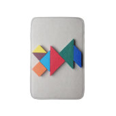 カラフルなカエルのタングラム バスマット (正面縦)