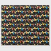 カラフルなカクテルが黒い包装紙の上にある ラッピングペーパー (フラット)