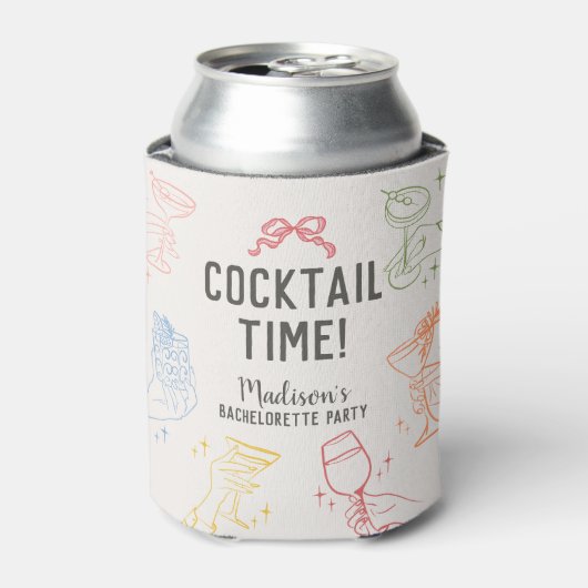 カラフルなカクテルパーティーレトロな花嫁のお別れ会の贈り物 缶クーラー (缶正面)
