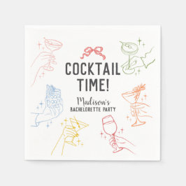 カラフルなカクテルパーティ レトロなハッピーアワー スタンダードカクテルナプキン