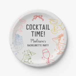 カラフルなカクテルパーティ レトロな独身最後の夜 ペーパープレート
