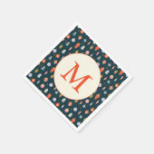 カラフルなカスタムクリスマスホリデーモノグラム スタンダードカクテルナプキン (角)