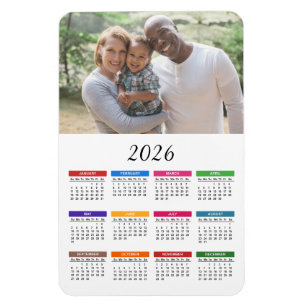 カラフルなカスタム2026年写真カレンダーマグネット マグネット