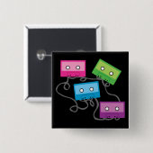 カラフルなカセットテープ 缶バッジ (正面&裏面)