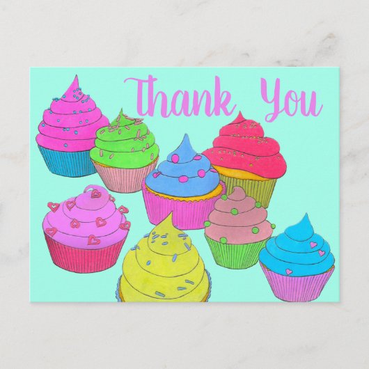 カラフルなカップケーキありがとう2 ポストカード (正面)