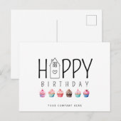 カラフルなカップケーキの家 ハッピー バースデー リアルティ ポストカード (正面/裏面)