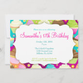 カラフルなカップケーキ「パーティしよう！」 招待状 (裏面)