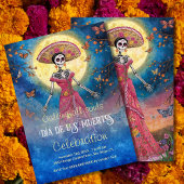 カラフルなカトリーナ　満月の下で　死者の日 招待状