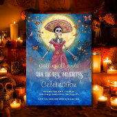 カラフルなカトリーナ　満月の下で　死者の日 招待状