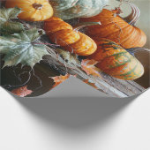 カラフルなカボチャと葉ビンテージの切り離し ラッピングペーパー (角)