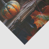 カラフルなカボチャと葉ビンテージの切り離し 薄葉紙 (詳細)